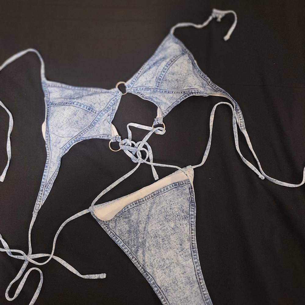 Fashion Nova Blue Denim Bikini - Picture 2 of 2